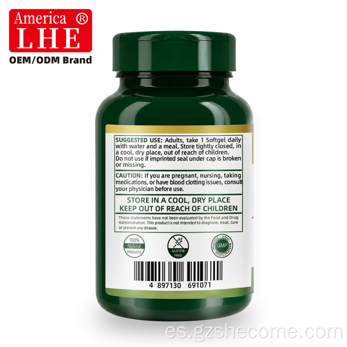 Shecome Aceite de pescado Cápsulas blandas Apoyo cardíaco Omega 3